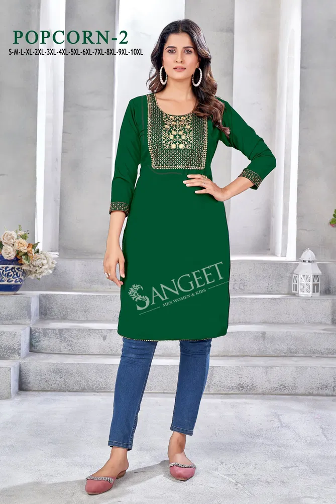 Popcorn 2 By Sangeet Rayon Embroidery Kurti Exporters In India